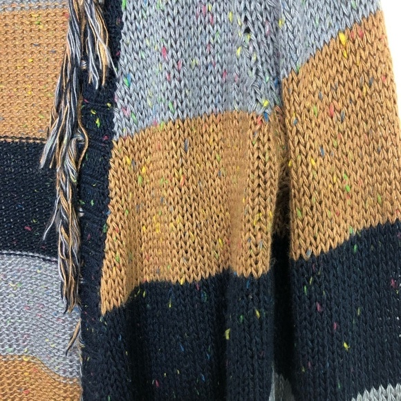 PULL &  Bear striped speckled knit open closure fringe cardigan - Picture 3 of 8